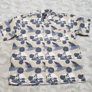 Pacific Coast Highway Shirt Mens Large Tan Short Sleeve Button-Up Hawaiian Beach